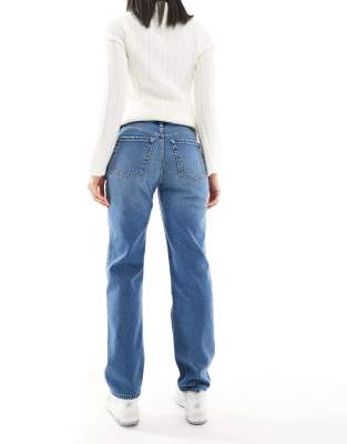 Hollister High Rise Straight Leg Jean In Blue