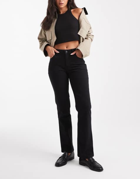 Hollister high rise straight leg jeans in black wash - view 1