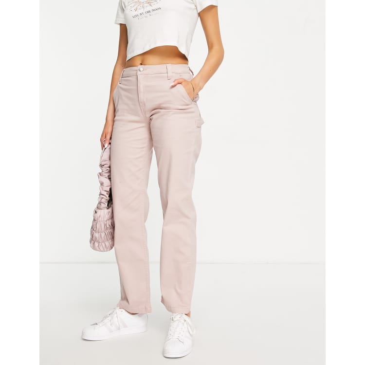Hollister high rise utility dad trouser in pink
