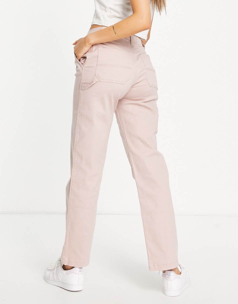 Hollister high rise utility dad trouser in pink 1