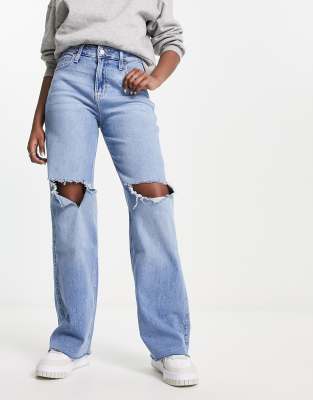 Hollister low rise vintage baggy jean in light wash blue