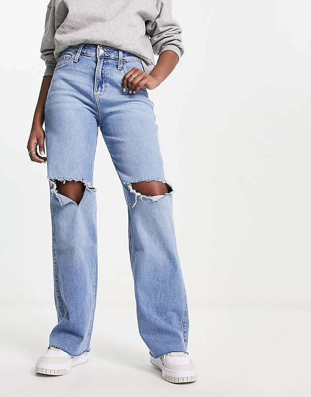Hollister - high rise vintage baggy jean in mid wash blue