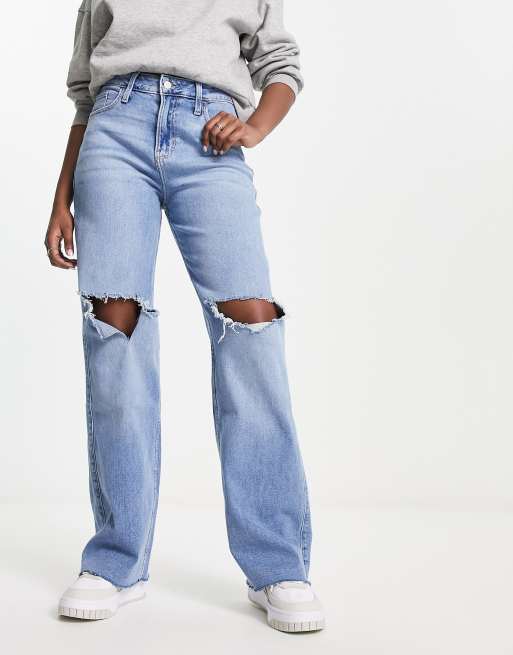 Hollister mom jeans in light wash blue, ASOS