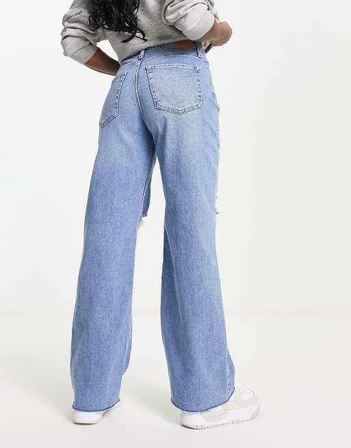 Hollister High Rise Vintage Baggy Jean In Mid Wash Blue for Women