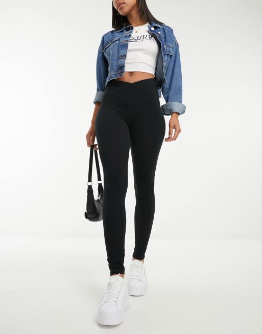 Hollister high waist cotton leggings in black