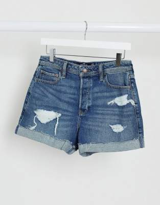 blue distressed denim shorts