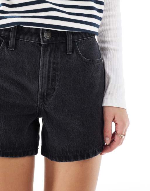 Hollister high waist relaxed denim short in washed black, 2 of 5