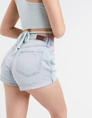 high waist ripped denim shorts