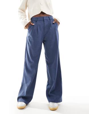 Hollister High Waist Tailored Wide Leg Pants In Navy