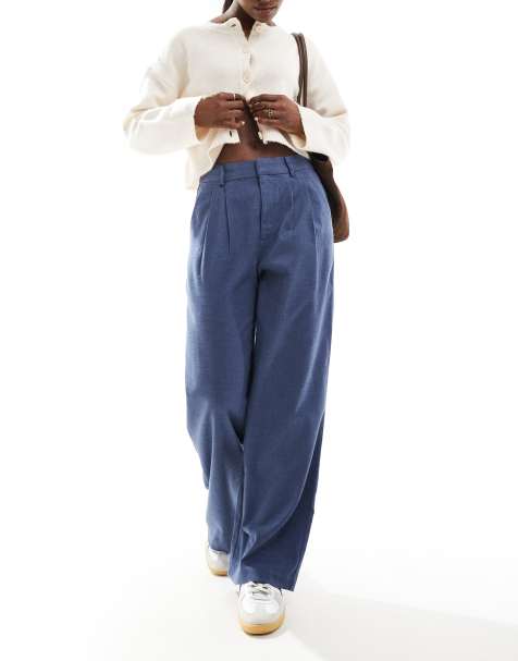 Hollister high waist tailored wide leg trouser in navy - view 1