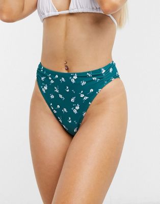 waisted bikini bottoms in ditsy floral 