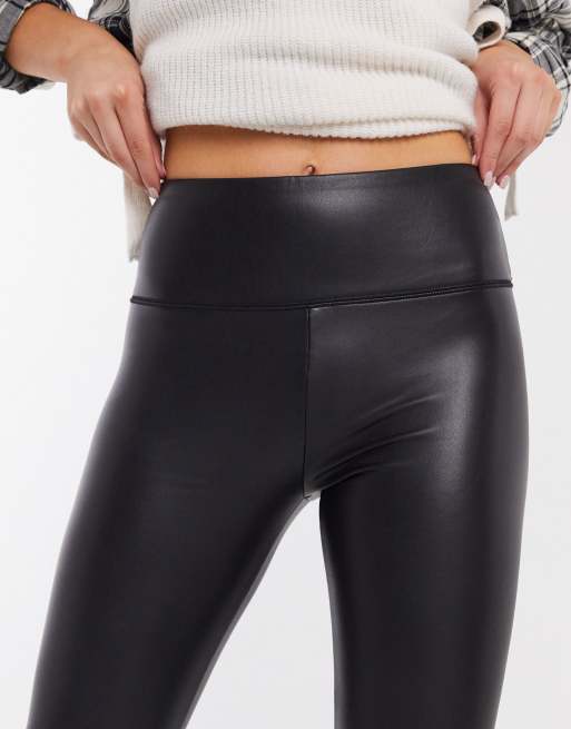 Hollister high waisted faux-leather leggings in black