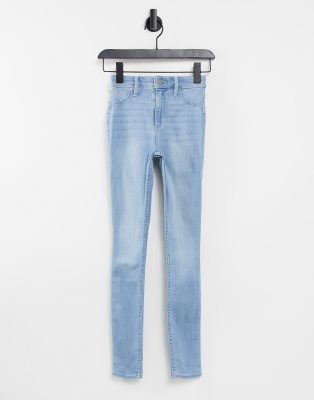 Hollister high waisted skinny jeggings in lightwash blue