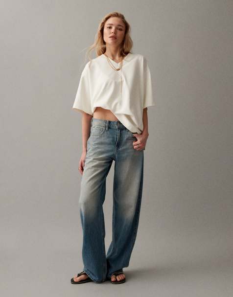 Hollister - Højtaljede posede jeans i lyseblå vask - view 1