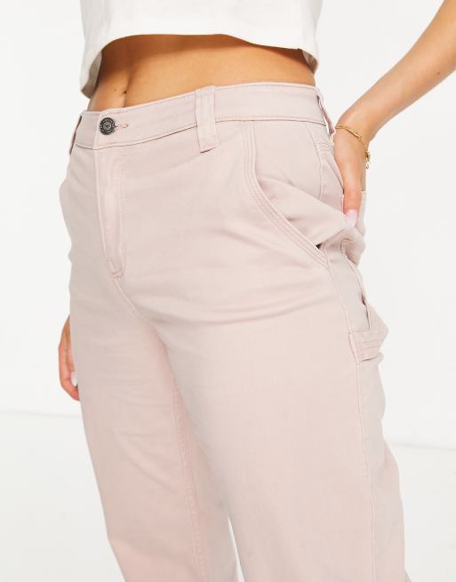 Hollister - Højtaljede utility dad-bukser i pink, 4 af 4