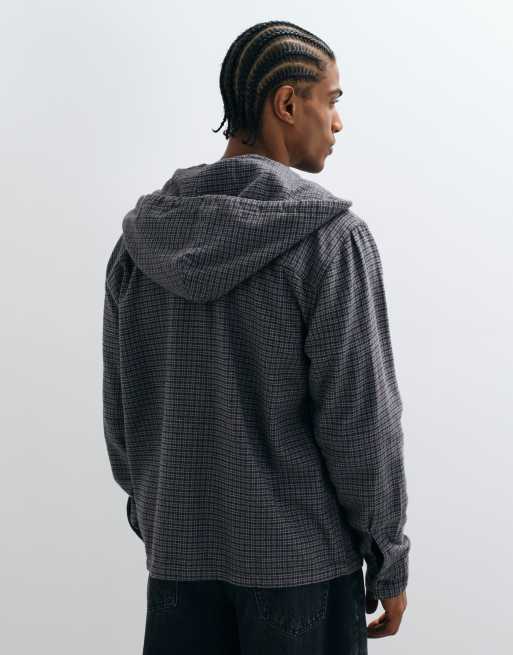 Hollister hooded flannel shirt in black check, 4 of 5