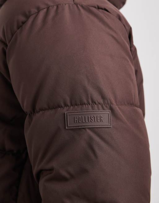 Hollister hooded puffer jacket in brown, 5 of 5