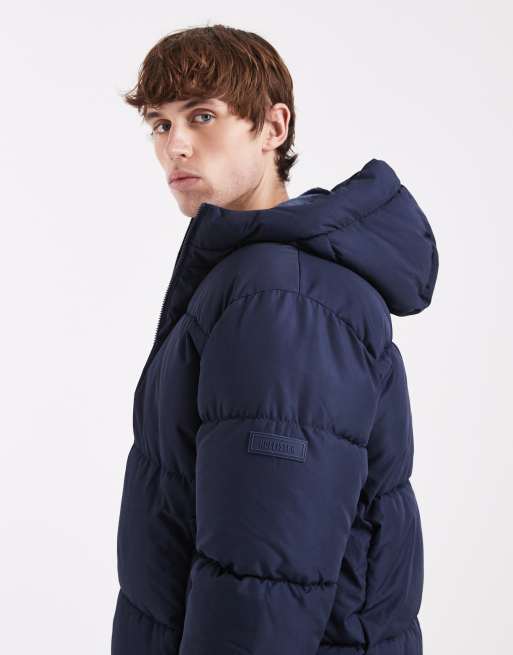 Hollister hooded puffer jacket in navy, 4 of 5