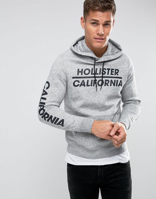 Hollister | Hollister Hoodie Athletic Print Logo in Grey