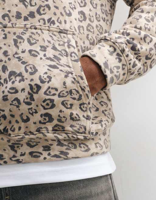 Hollister hoodie coupe carrée à imprimé léopard clair, 4 de 5