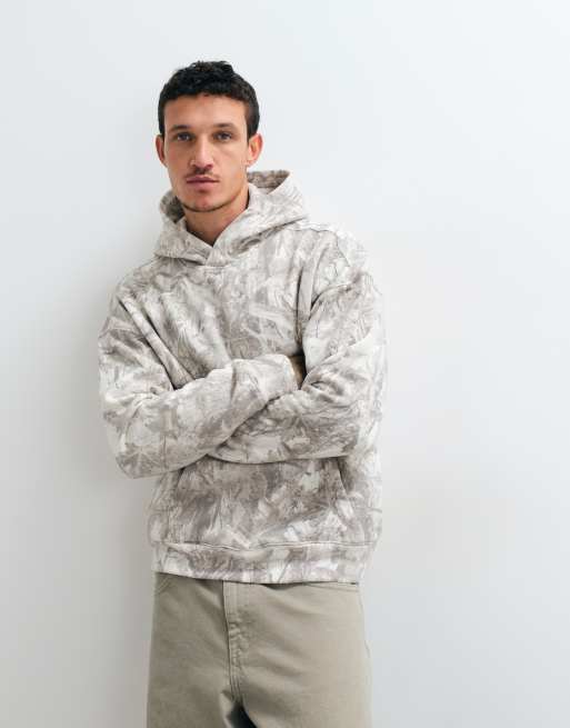Hollister hoodie coupe carrée imprimé camouflage gris clair, 5 de 5