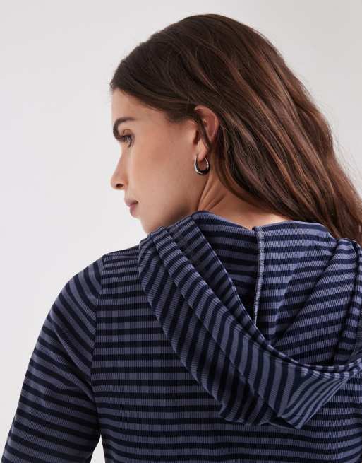 Hollister hoodie douillet ajusté à manches longues à rayures bleues, 2 de 9