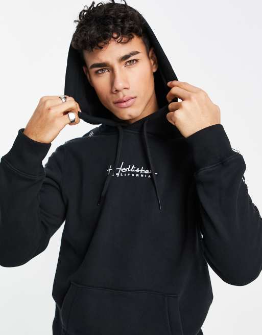 Hollister sleeve logo hoodie in light blue, ASOS