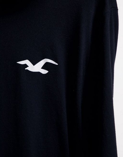 Hollister Hoodie mens XS Blue logo pocket drawstring embroidered Bird