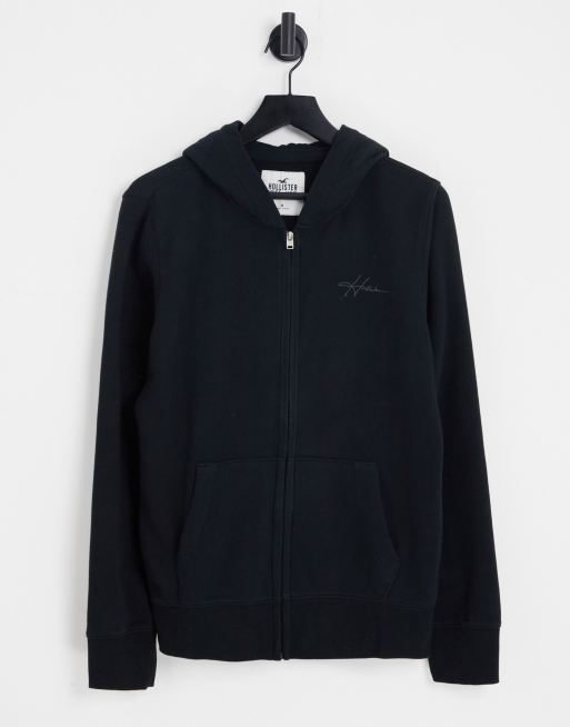 Hollister black zip up hoodie deals