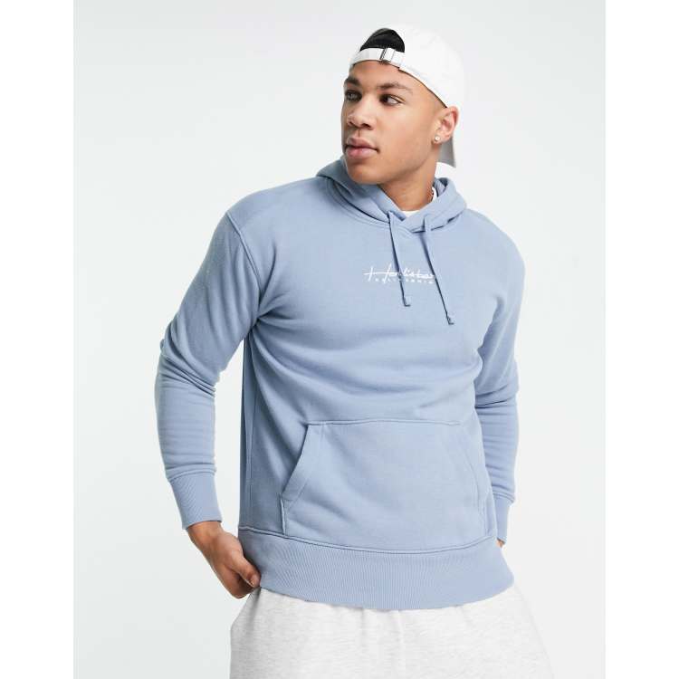 Hollister hoodie in blue with chest script logo