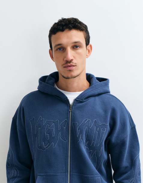 Hollister Hoodie in Boxy Fit mit Ärmeldetail in Blau - view 1