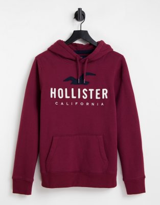 Hollister California Juniors Maroon Pullover Hoodie Sweatshirt Bird Logo  Size S