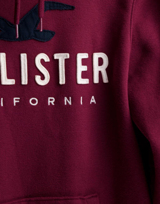 Hollister hoodie in burgundy with chest logo