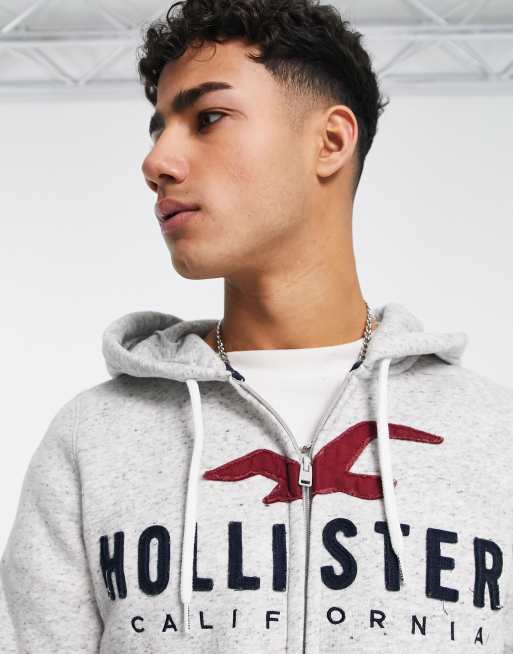 Hollister hoodie in grey with chest logo