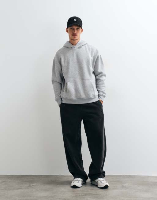 Hollister Hoodie in Hellgrau mit kastigem Schnitt, 4 von 5