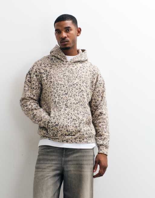 Hollister Hoodie in locker Passform mit hellem Leopardenmuster, 3 von 5