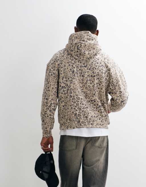 Hollister Hoodie in locker Passform mit hellem Leopardenmuster, 5 von 5