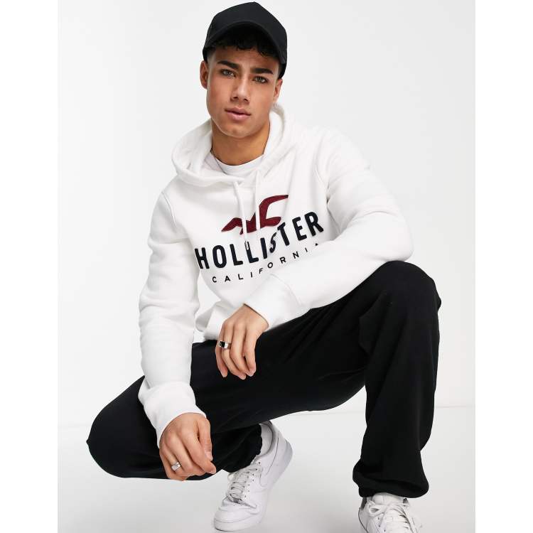 Hollister hoodie in white with chest logo