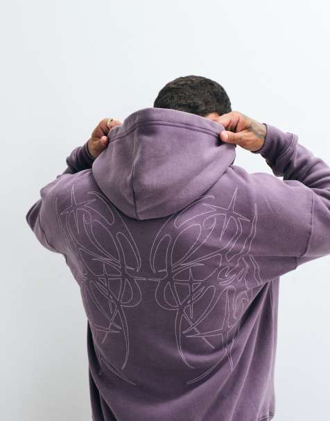 Hollister hoodie met grafische print op de rug, boxy fit in paars - view 1