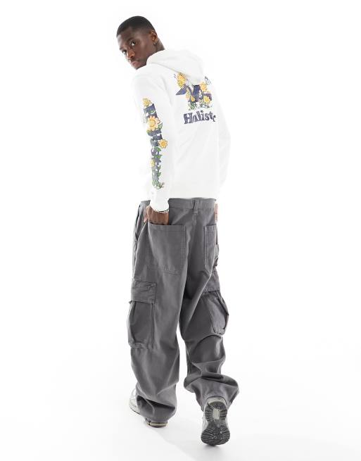 Hollister - Hoodie met logo en print op de mouw in wit