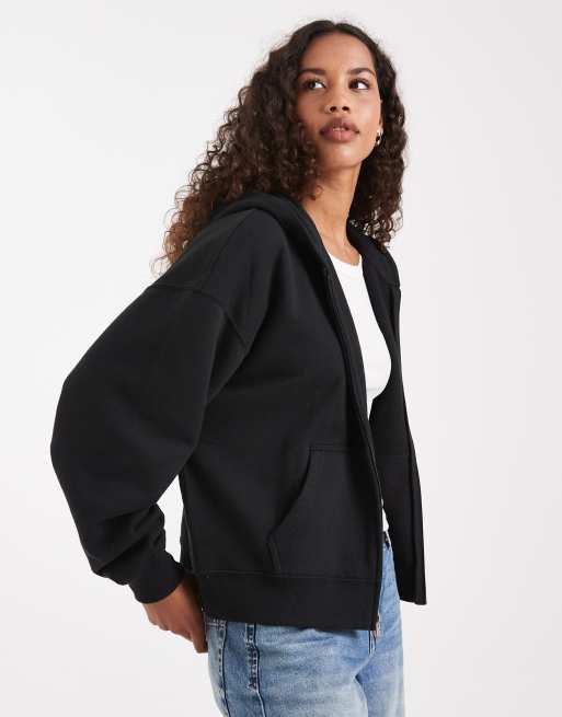 Hollister - Hoodie met rits in zwart 