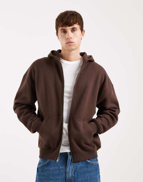 Hollister - Hoodie met ritssluiting in bruin - view 1