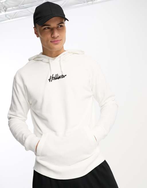 Hollister - Hoodie met scriptlogo in het midden in wit