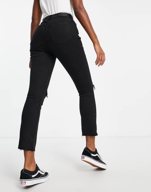 Hollister hourglass high waisted busted knee skinny jeans in black