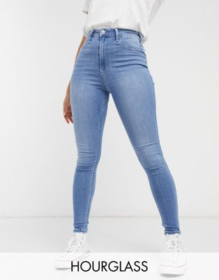 Hollister Hourglass skinny jeans in midwash blue