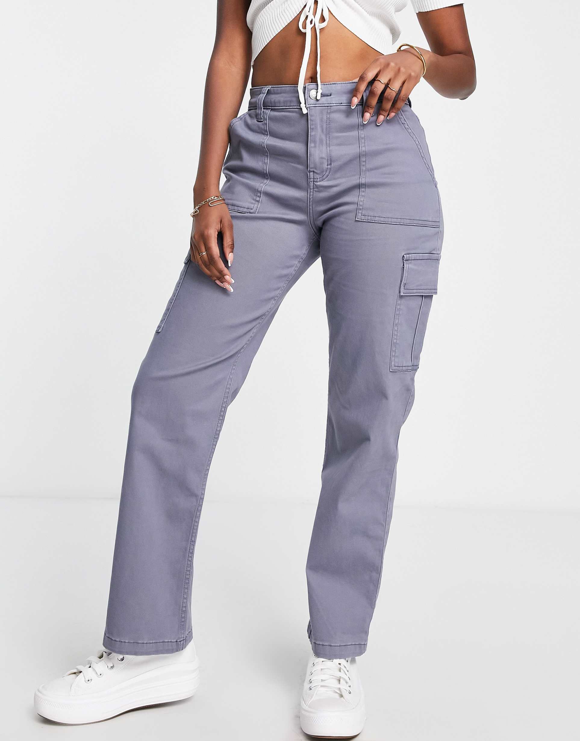 Hollister hourglass vintage utility dad cargo trouser in blue