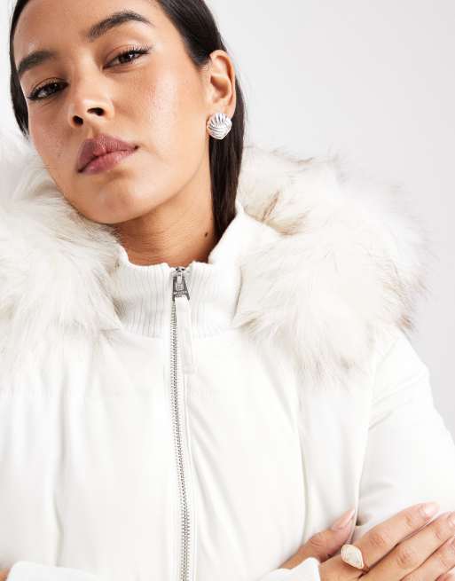 Hollister - Hvid bomber-dynejakke i Y2K-stil, 3 af 4