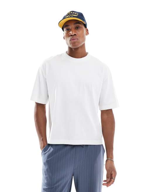Hollister - Hvid cropped T-shirt med sømdetaljer i firkantet pasform