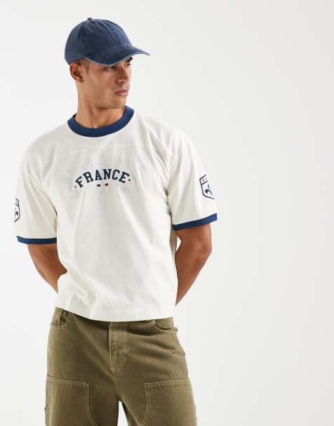 Hollister - Hvid oversized T-shirt med fodbold-inspireret 'France'-design - view 1