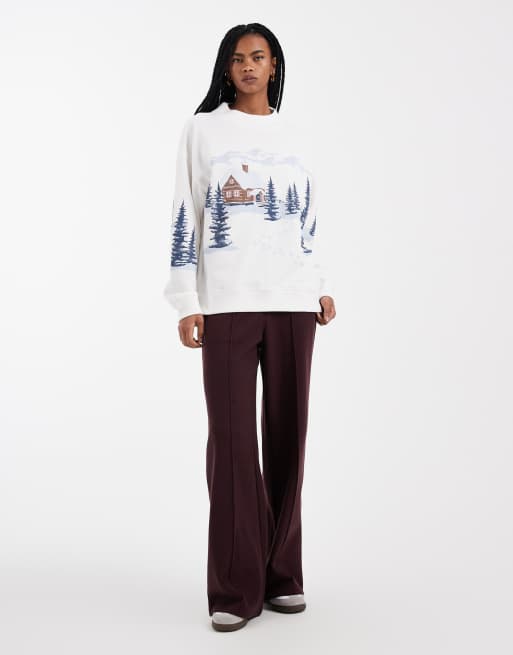 Hollister - Hvid sweatshirt med ståkrave og julemotiv, 4 af 4